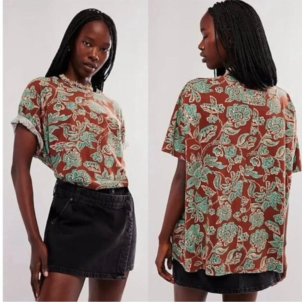 We The Free Nina Tee in Brown Combo